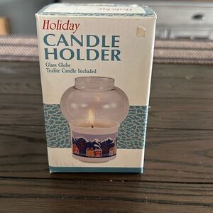 Vintage Holiday Candle Holder Glass Globe